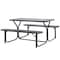 Gardenised Outdoor Woodgrain Picnic Table Set with Metal Frame, Gray QI003911GY - alternate 1
